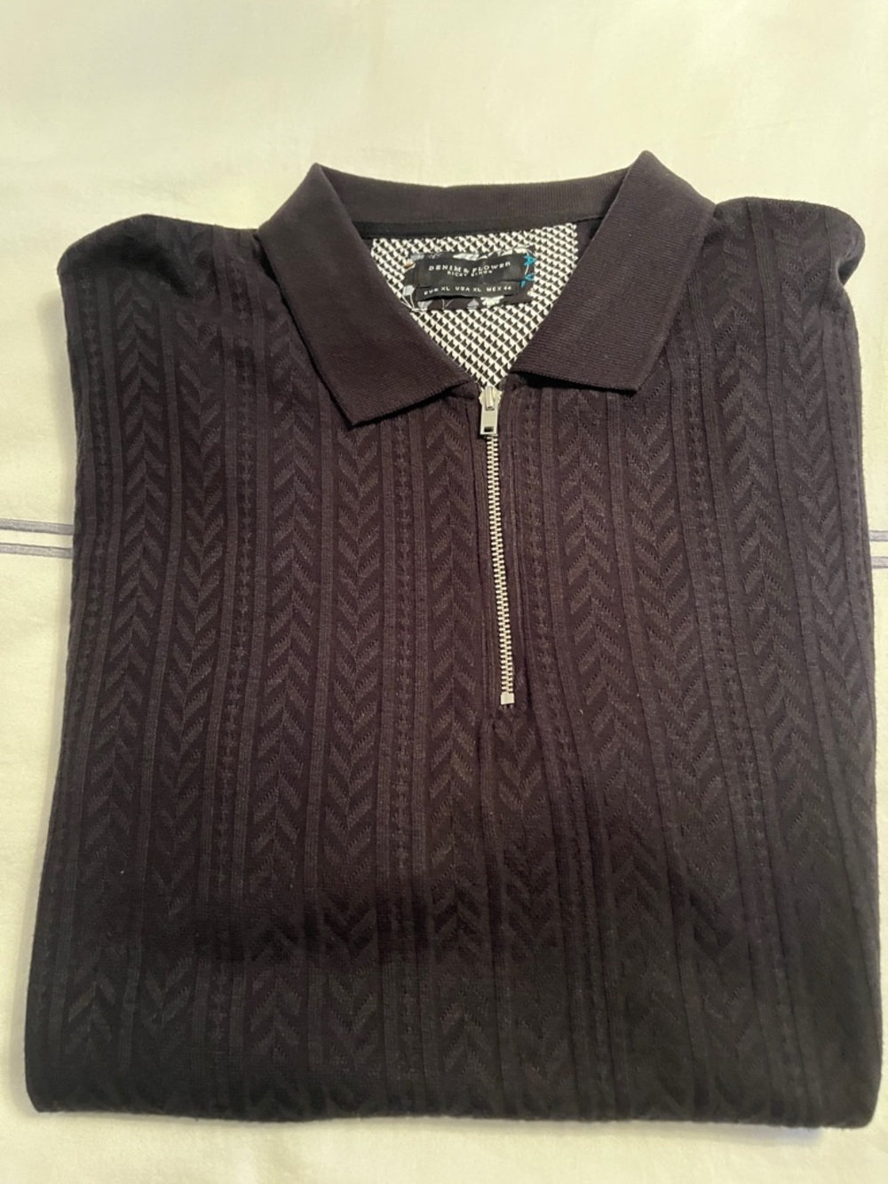 Men's Black Zip-Front Polo Sweater